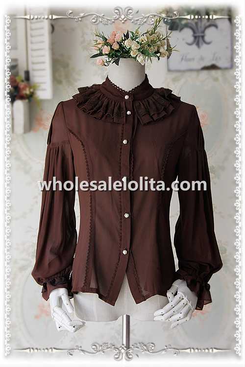 INFANTA Puff Long Sleeves Chiffon Girls Blouse Many Colors