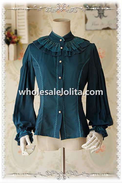 INFANTA Puff Long Sleeves Chiffon Girls Blouse Many Colors