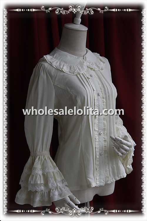 INFANTA Long Layered Lace Sleeves Chiffon Girls Blouse