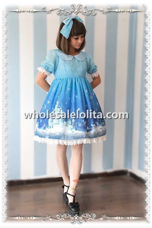 INFANTA Frozen World Printing Chiffon OP Sweet Lolita Dress