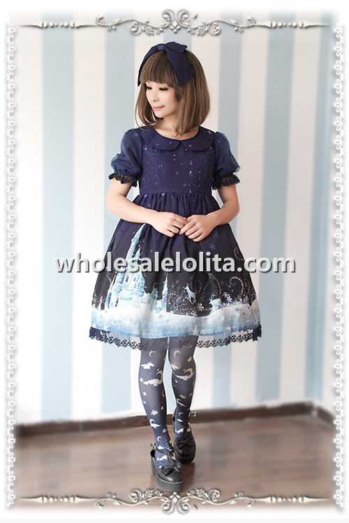 INFANTA Frozen World Printing Chiffon OP Sweet Lolita Dress