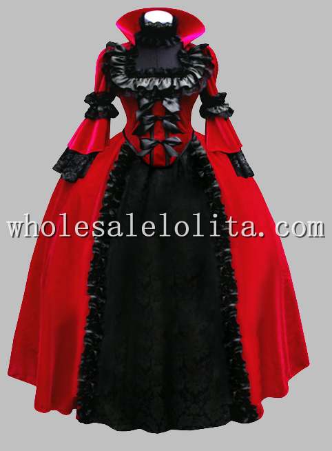 Deluxe Black & Red Gothic Renaissance Queen Costume/Carnival Themed Costume