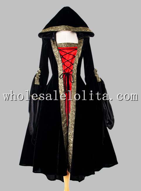 Black and Red Euro Court Dress & Witch Halloween Costume