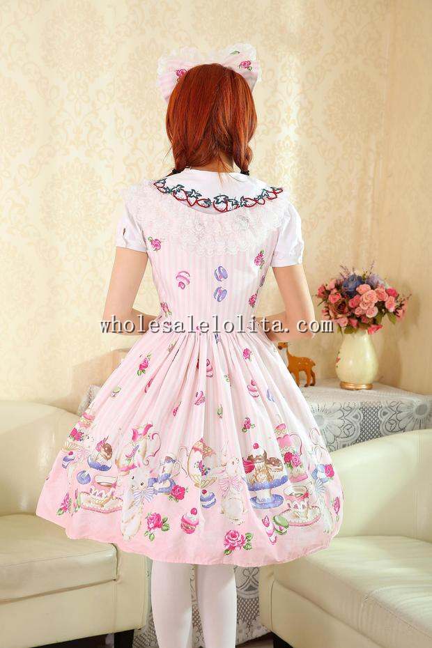 Sweet Teapot & Rabbits Printing JSK Lolita Tea Party Dress