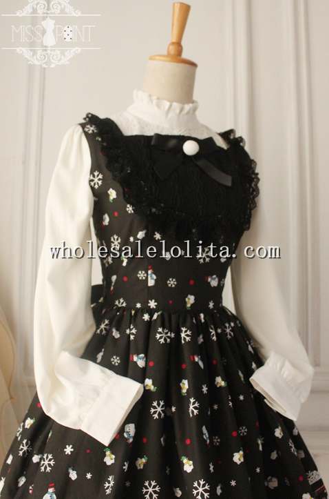 Frozen Series Snowman and Snowflake Printing Christmas Sweet Red JSK Lolita