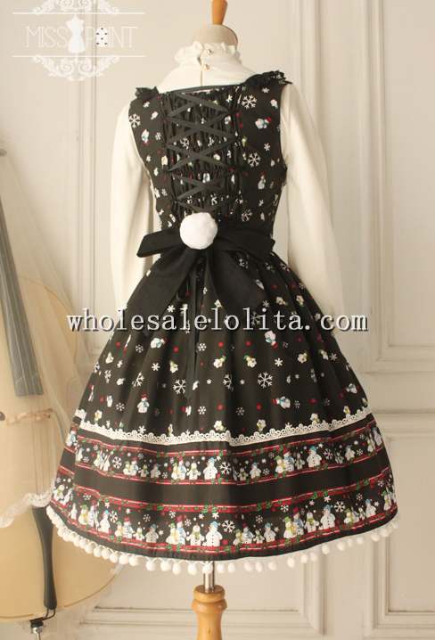 Frozen Series Snowman and Snowflake Printing Christmas Sweet Red JSK Lolita