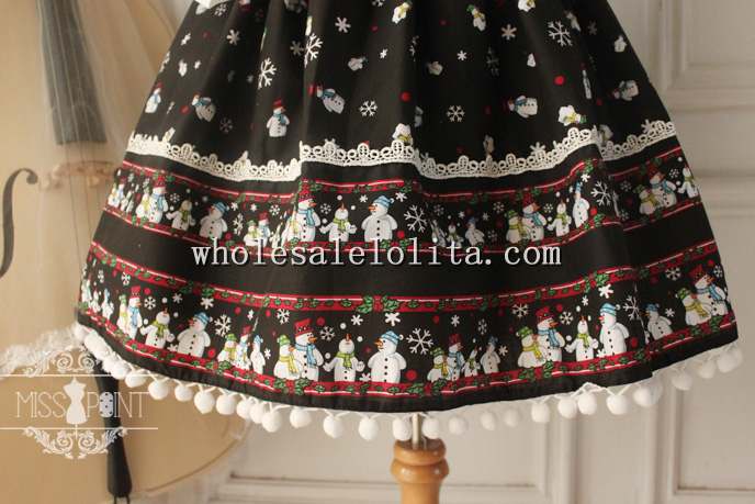 Frozen Series Snowman and Snowflake Printing Christmas Sweet Red JSK Lolita