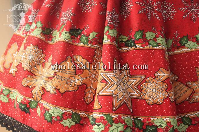 Vintage Christmas Red Printing Peterpan Collar Sweet JSK Lolita Dress