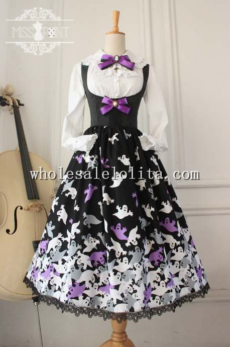Halloween Printing Sleeveless Underbust Gothic Long Lolita Dress