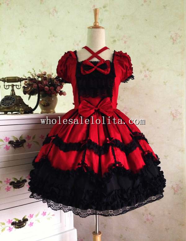 Royal Barbie Lolita Dress Gothic Party Dress Vintage Cosplay Short Sleeves Cotton Dress Prom Costumes