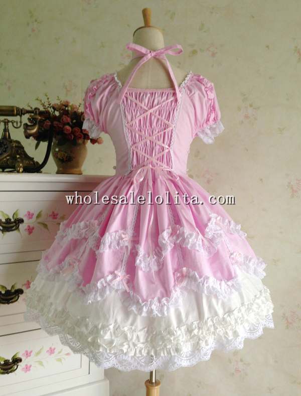 Royal Barbie Lolita Dress Gothic Party Dress Vintage Cosplay Short Sleeves Cotton Dress Prom Costumes