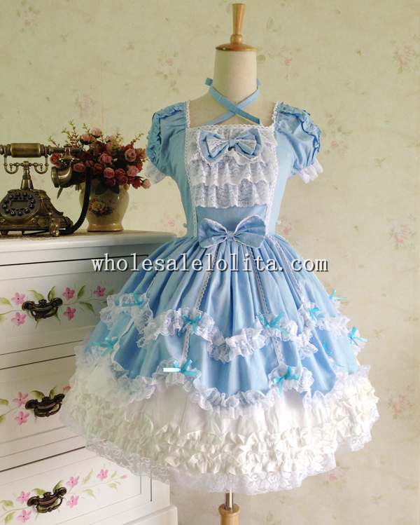 Royal Barbie Lolita Dress Gothic Party Dress Vintage Cosplay Short Sleeves Cotton Dress Prom Costumes