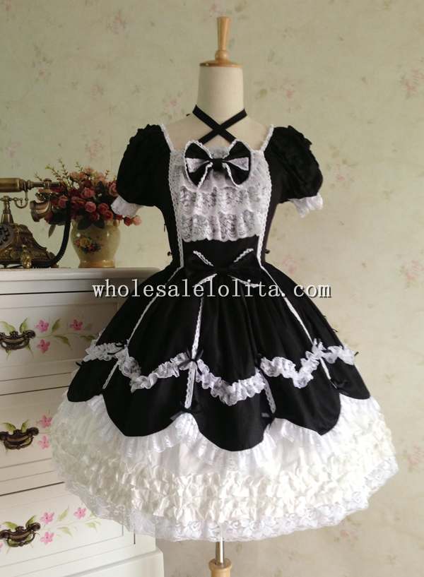 Royal Barbie Lolita Dress Gothic Party Dress Vintage Cosplay Short Sleeves Cotton Dress Prom Costumes