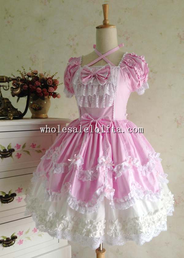 Royal Barbie Lolita Dress Gothic Party Dress Vintage Cosplay Short Sleeves Cotton Dress Prom Costumes