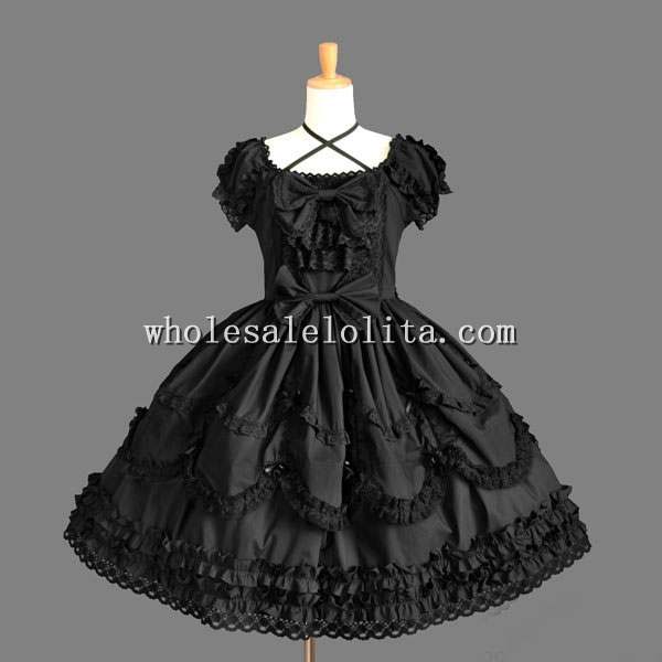 Royal Barbie Lolita Dress Gothic Party Dress Vintage Cosplay Short Sleeves Cotton Dress Prom Costumes