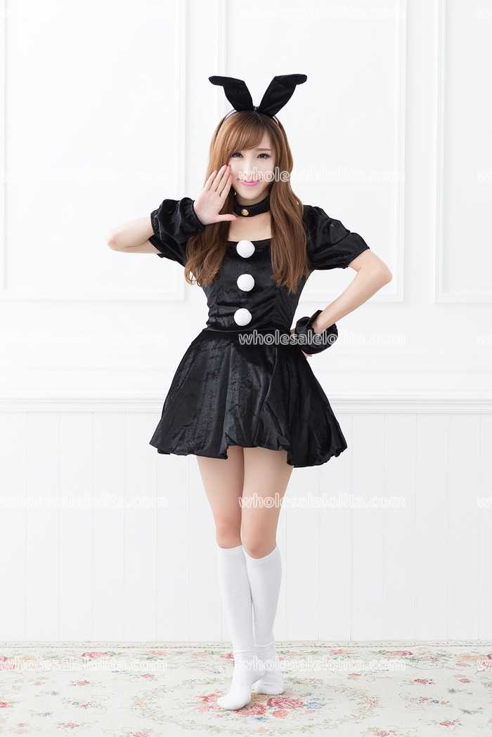 Lovely Black/Red Bunny Suit Lolita Cosplay Party Costumes