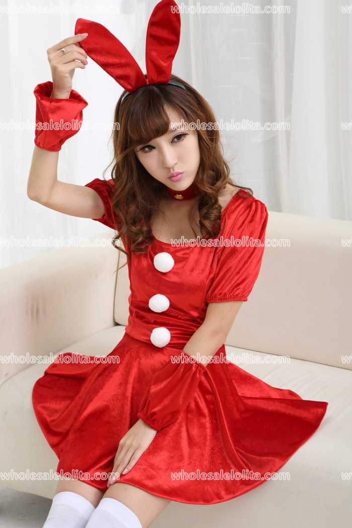 Lovely Black/Red Bunny Suit Lolita Cosplay Party Costumes