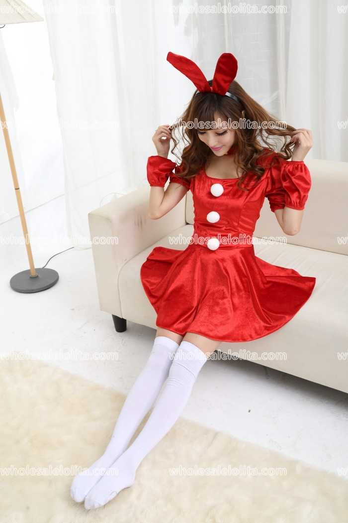 Lovely Black/Red Bunny Suit Lolita Cosplay Party Costumes