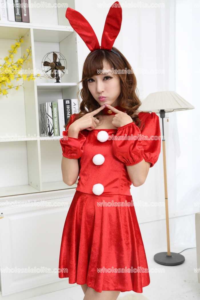 Lovely Black/Red Bunny Suit Lolita Cosplay Party Costumes