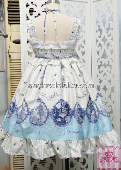 Sweet Sky Blue Sleeveless JSK Embroidery Lolita Dress