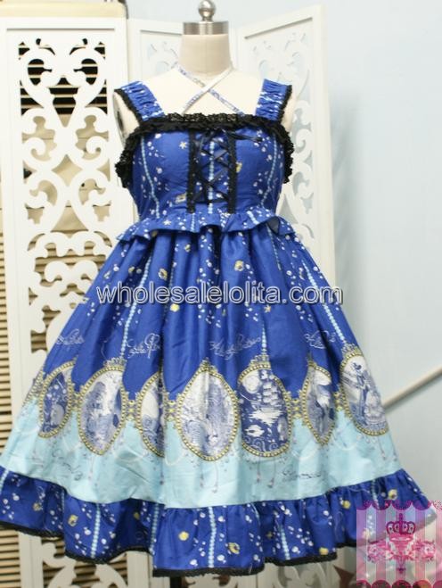 Sweet Sky Blue Sleeveless JSK Embroidery Lolita Dress