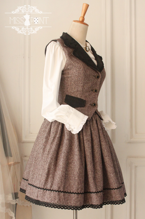 Vintage Gtohic Lolita Coffee Wool Suit