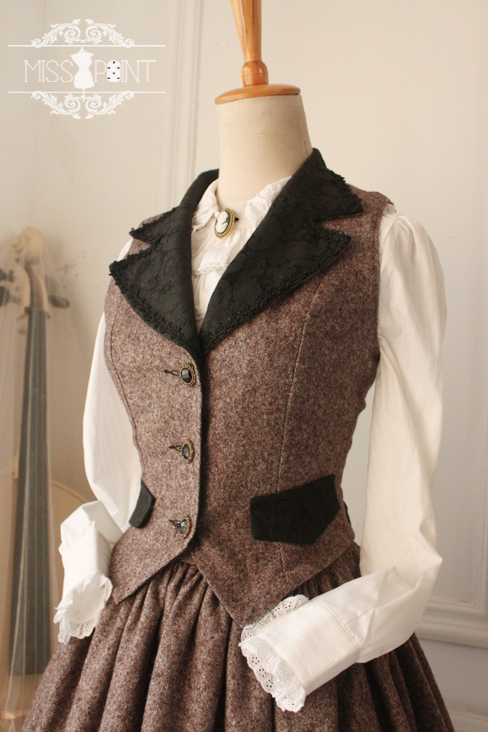 Vintage Gtohic Lolita Coffee Wool Suit