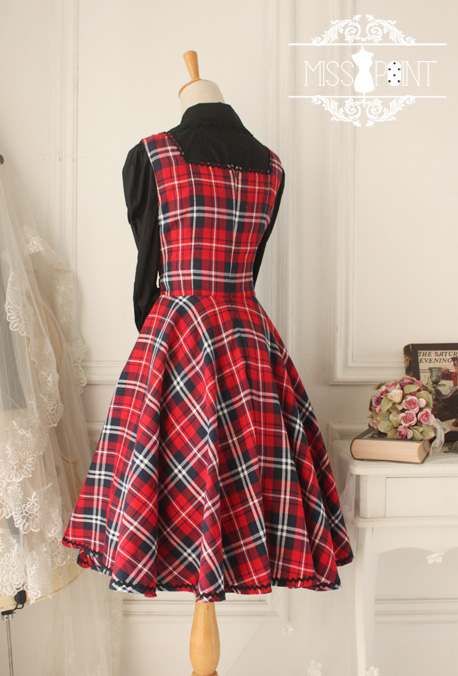 Versailles Rose Vintage Gothic Style Plaid Dress